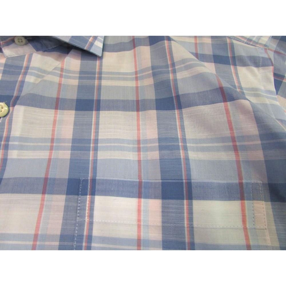 Peter Millar Men's Medium Blue Plaid Button Down Long Sleeve Cotton Spandex - Picture 4 of 12